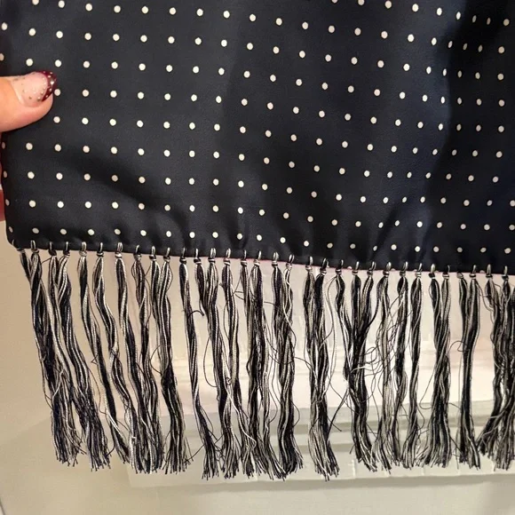 Elegant Pink and Navy Silk and Cashmere Polka Dot Scarf - Picture 3 of 11